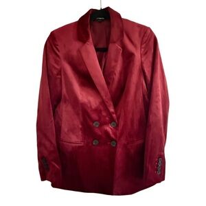 Express Red Double Breasted Velvet Shawl Collar Blazer Size XS